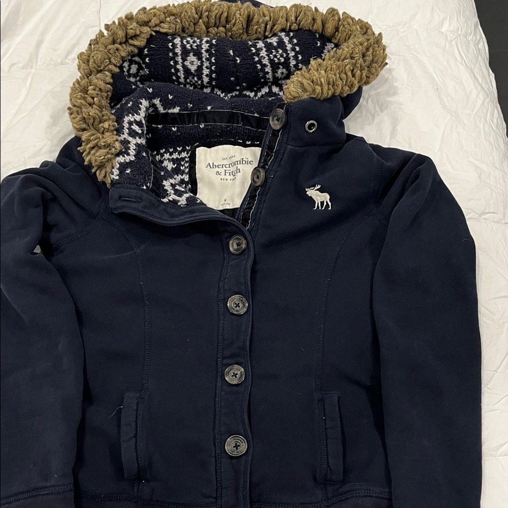 Abercrombie & Fitch  Navy jacket  with Brown Trim